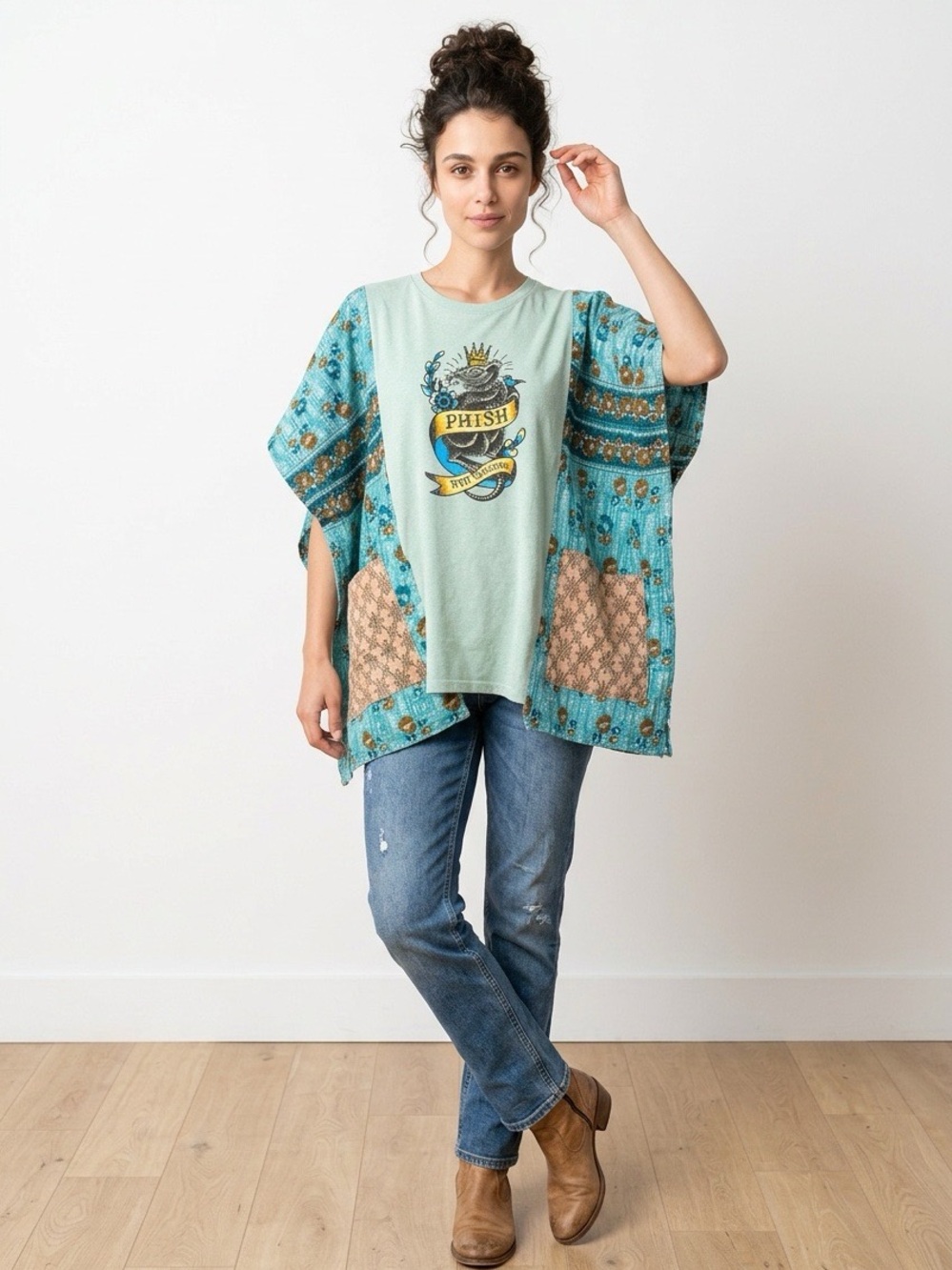 Handcrafted Upcycled PHISH Kantha Tunic with Pockets NWT One Size